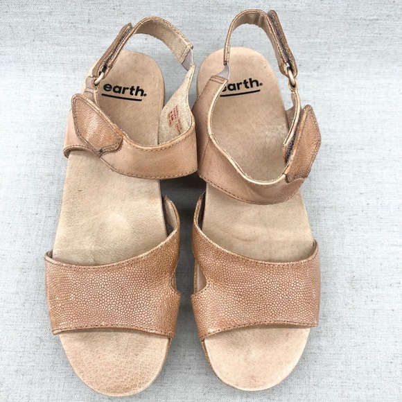 Earth Shoes Womens 8.5M Khaya Kella Sandals Brown Platform Wedge Comfort Heels - Picture 3 of 11